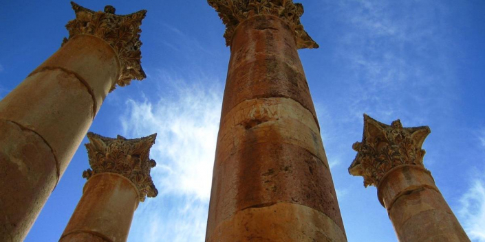 Looking up at the Pillars in Jordan